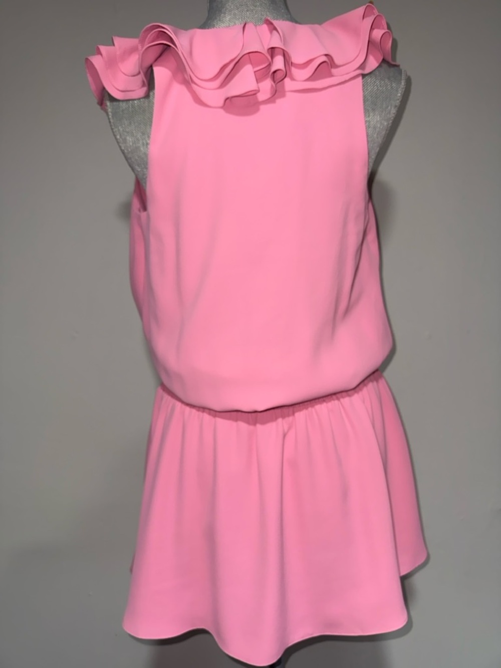Amanda Uprichard Pink Ruffle-Neck Smocked Waist Skater Skirt - Picture 2 of 3